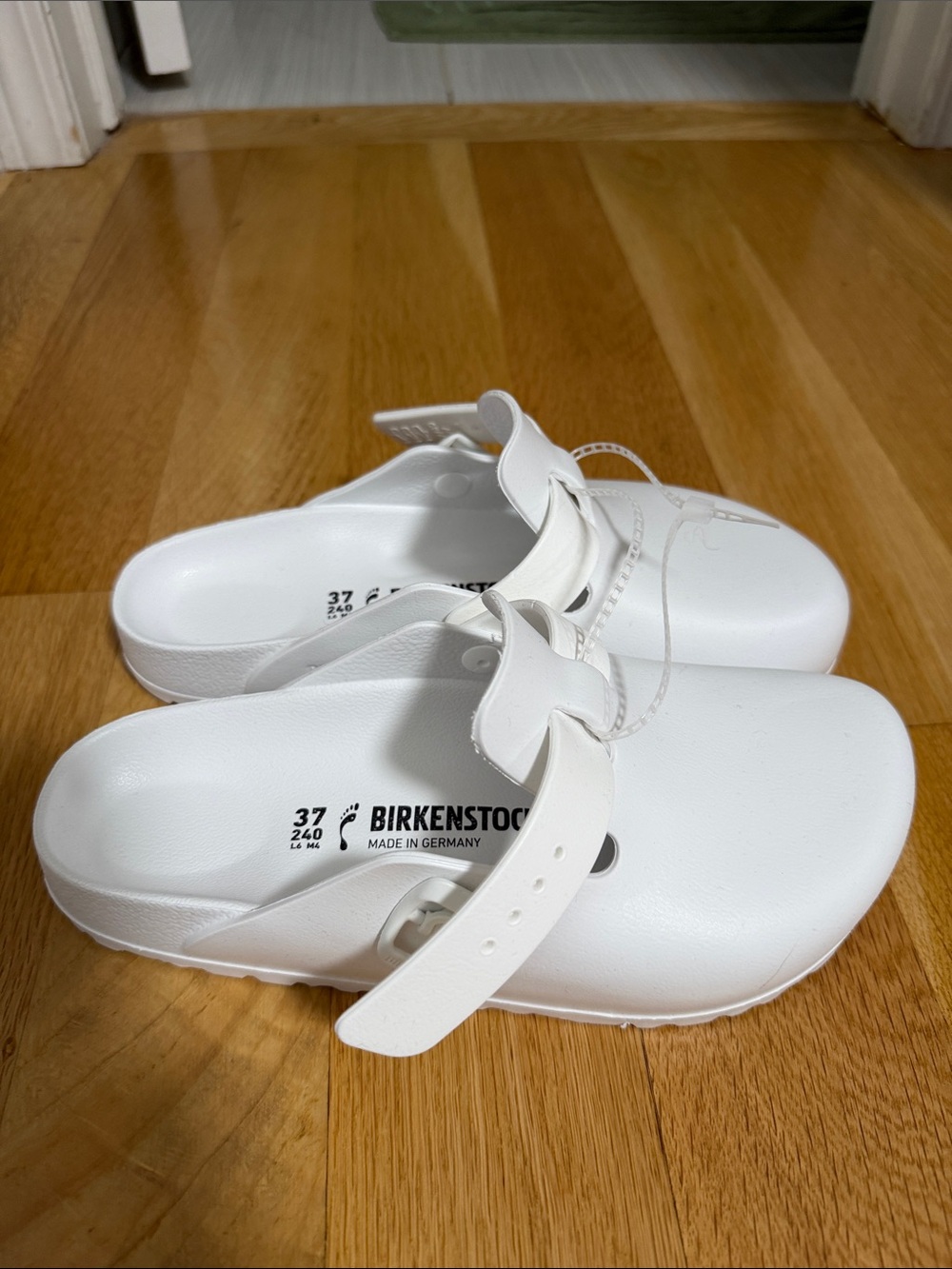 Birkenstock Women White EVA Clog Sandals with Adjustable Strap